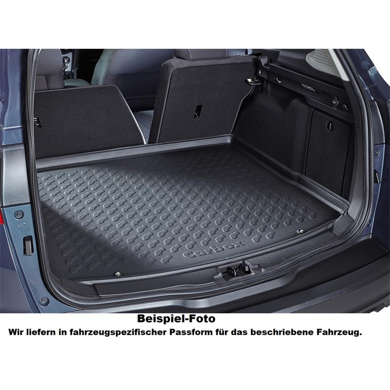 Design Kofferraumwanne passend für Seat Leon ST Kombi 5F ab BJ. 10.2013>  für variablen Ladeboden in oberer Position Kofferraummatte passgenau mit  erhöhtem Rand